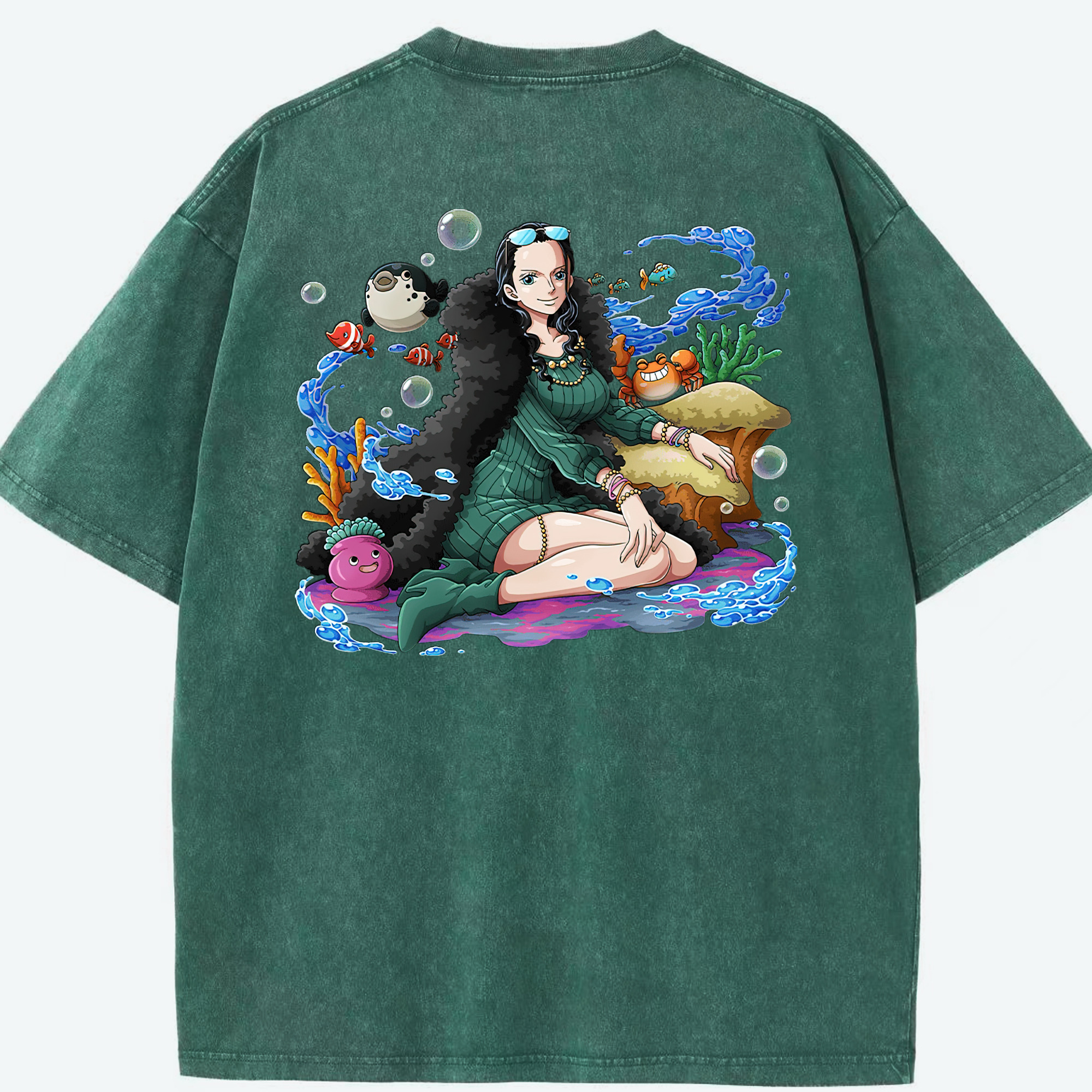 ワンピース ニコ・ロビン ONE PIECE Nico Robin 綿100% ヴィンテージ風 半袖Tシャツ（背面プリント）